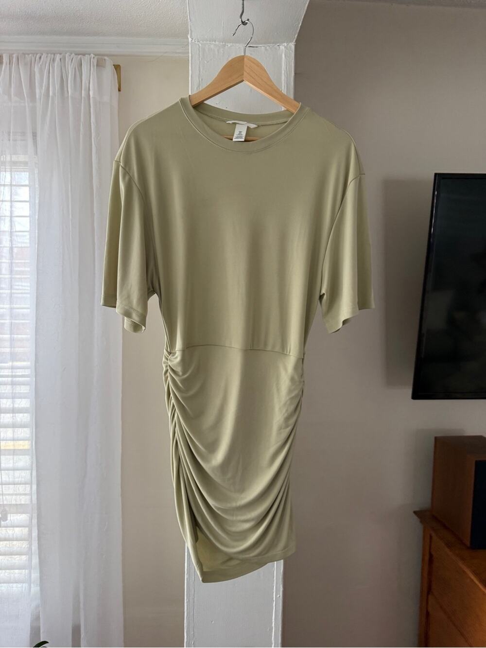 H&M Bodycon Mini t shirt Dress Sage Green Size Small